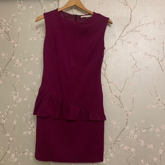 TRINA Turk Bonsoir Peplum Ruffle Dress Purple XS 2 - Picture 2 of 8